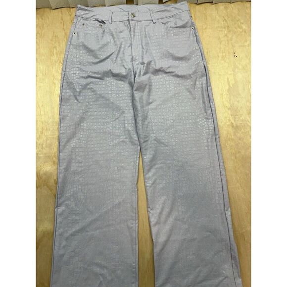 Naked Wardrobe Women's 2X Lavender Faux Leather Croc Straight Leg Pants Wide Leg - Picture 1 of 7